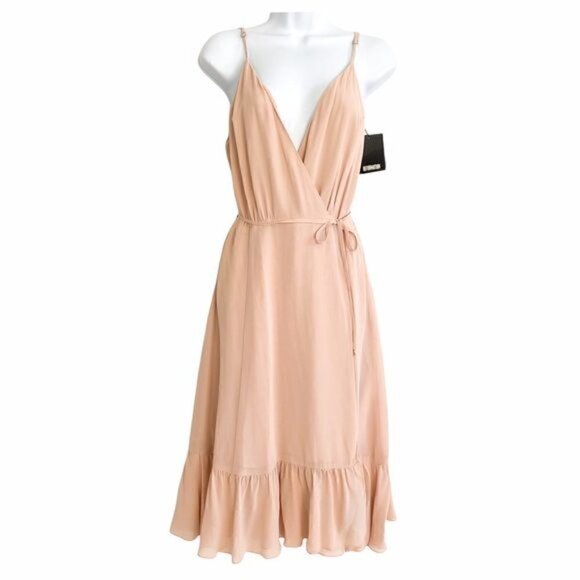 Reformation Cabo Midi Wrap Dress in Champagne Size L NWT